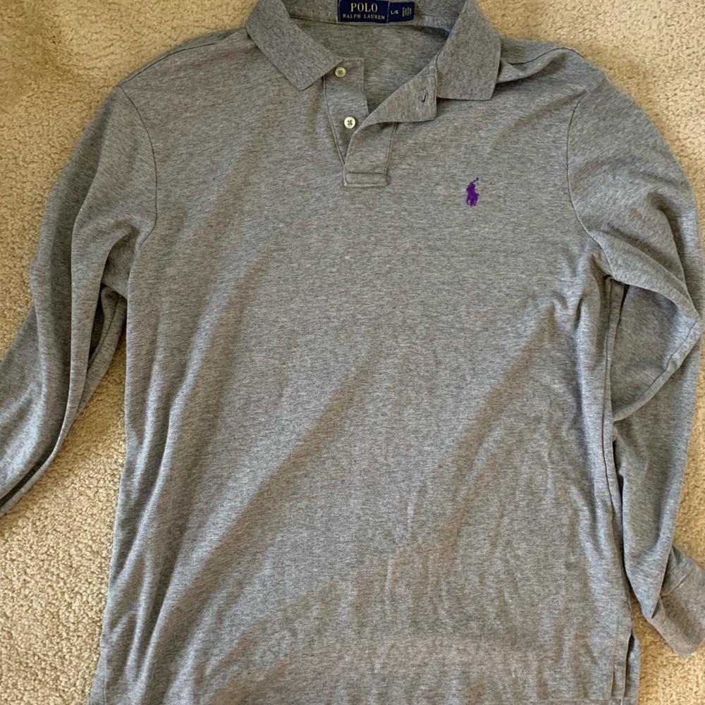 POLO RALPH LAUREN GRAY LONG SLEEVE QUARTER BUTTON